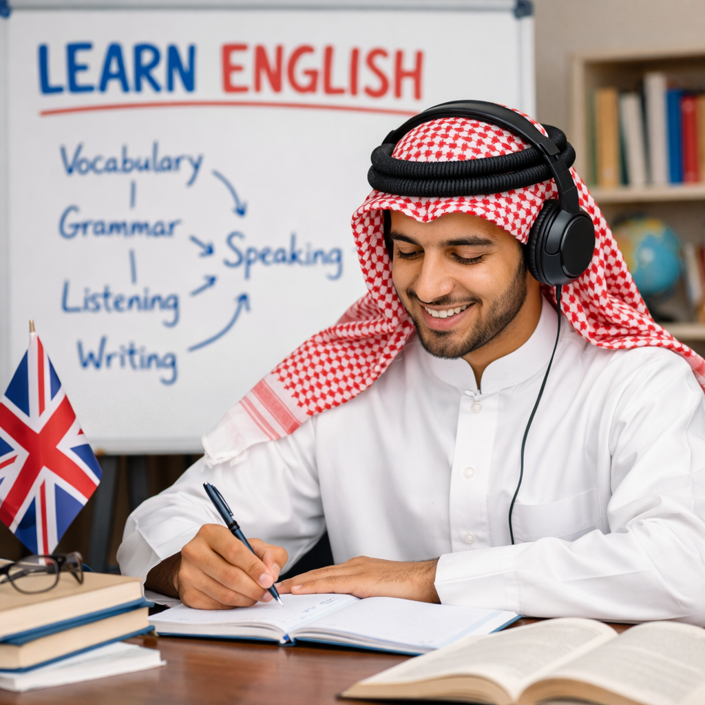Spoken English Classes in Riyadh, Arabic Student Learning English Language